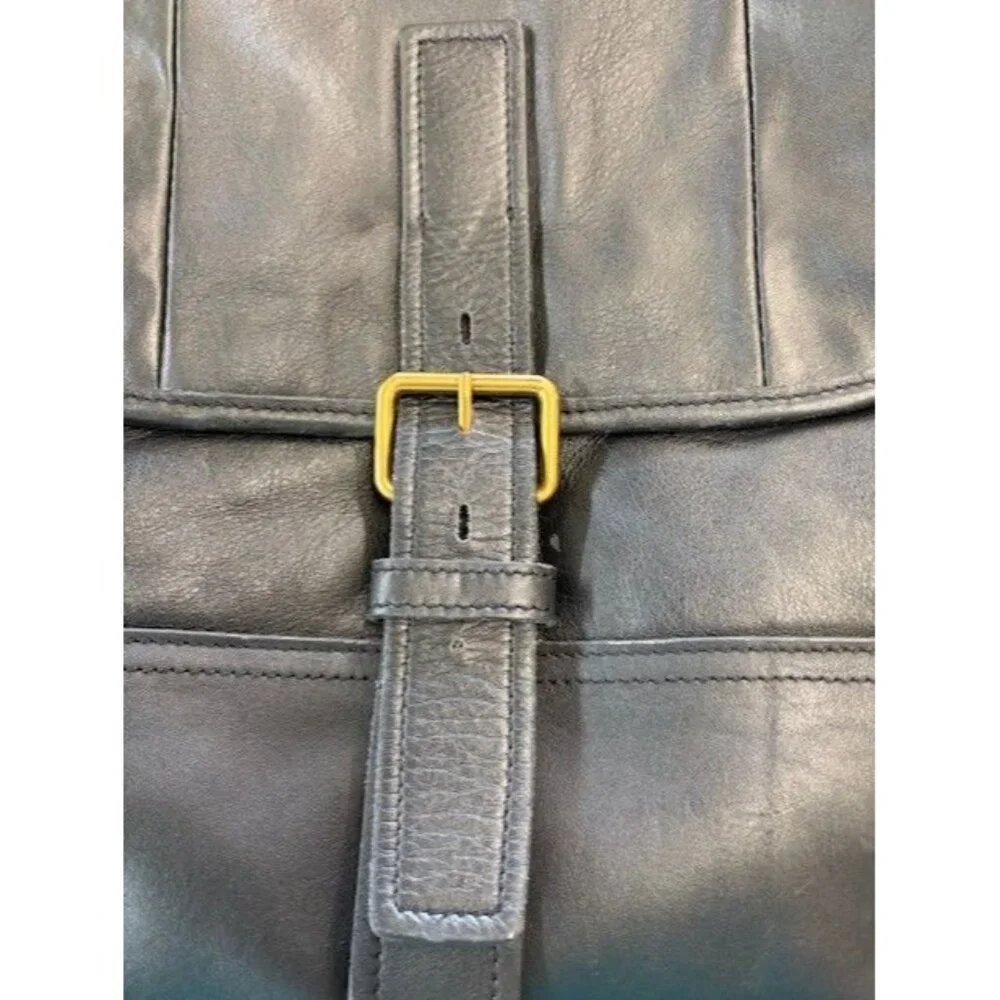 Prada Black Leather Gold Buckle‎ Flap Messenger Bag